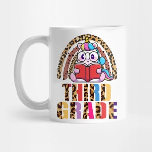 Third Grade Rainbow Leopard Funny Unicorn Teacher Student School Mug